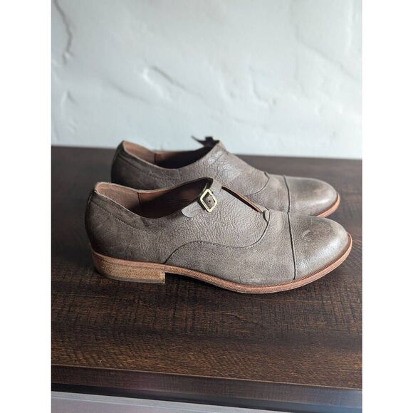 Kork-Ease Niseda Oxfords Gray Leather Cap Toe Slip On Shoes - Size 8.5 - Picture 1 of 10